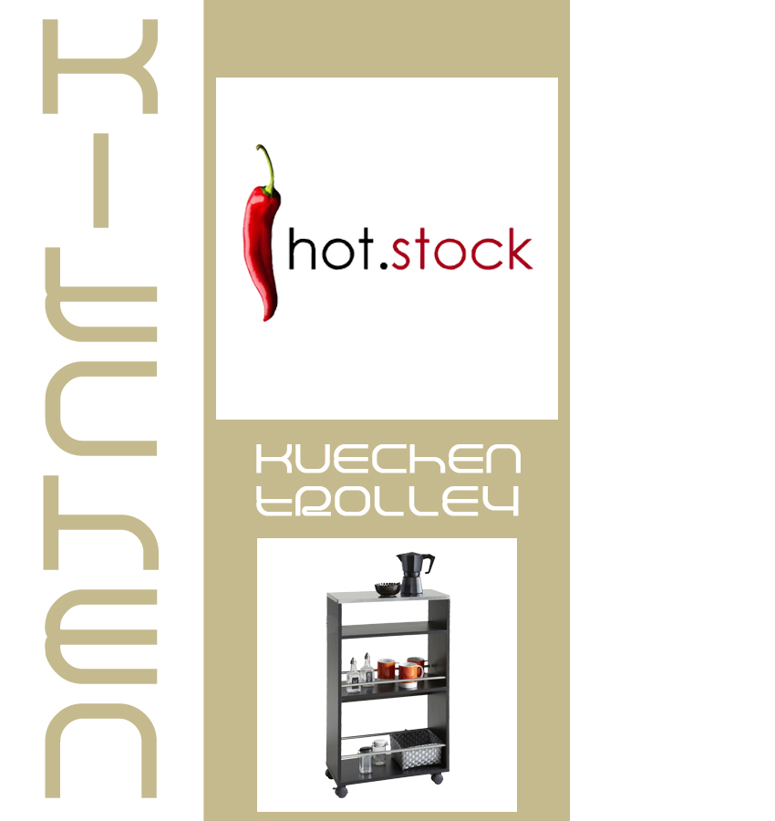 Küchenwagen SCHWARZ #84 Holz Metall Edelstahl Küchenschrank Teewagen